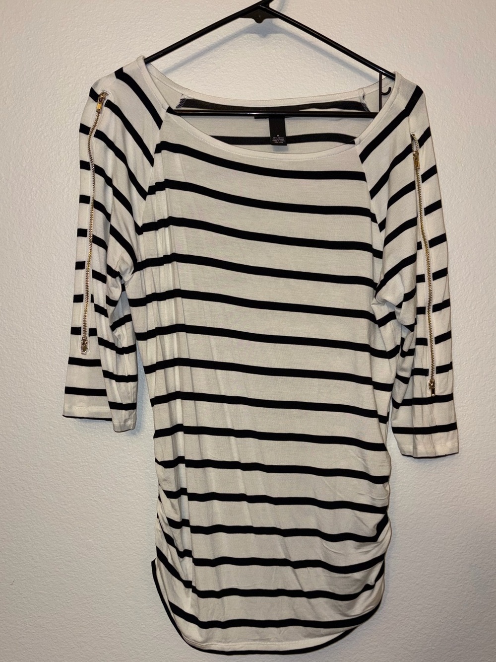 INC International Concepts Womens Medium Striped Ruched Zipper Tunic Top